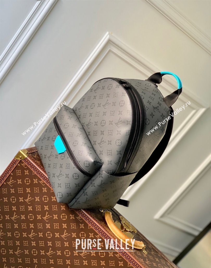 Louis Vuitton Discovery Backpack PM bag in Monogram Eclipse Reverse Canvas M11641 Turquoise Blue/Grey 2024 (KI-240716079)