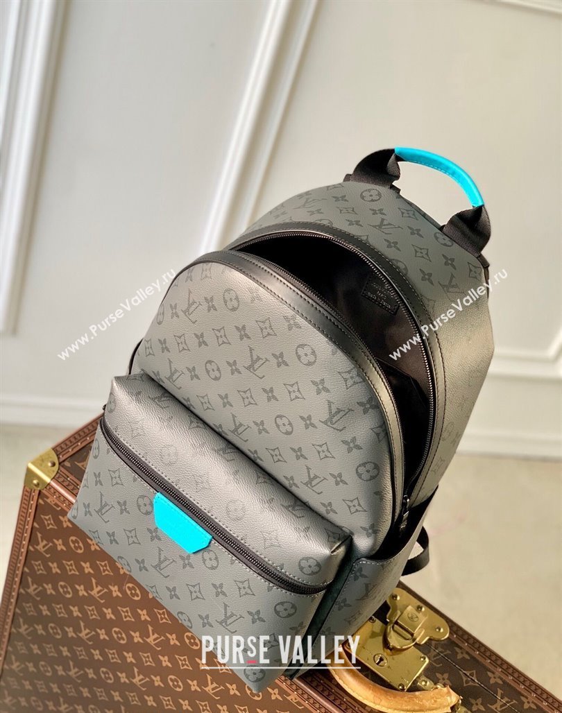 Louis Vuitton Discovery Backpack PM bag in Monogram Eclipse Reverse Canvas M11641 Turquoise Blue/Grey 2024 (KI-240716079)