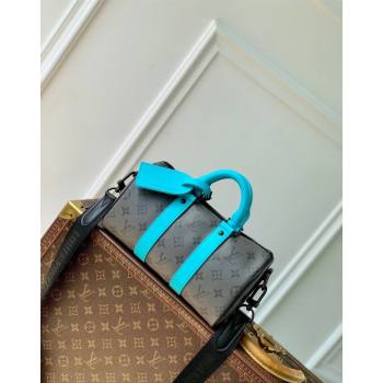 Louis Vuitton Keepall Bandouliere 25 Bag in Monogram Eclipse Reverse Canvas M11645 Turquoise Blue/Grey 2024 (KI-240716080)