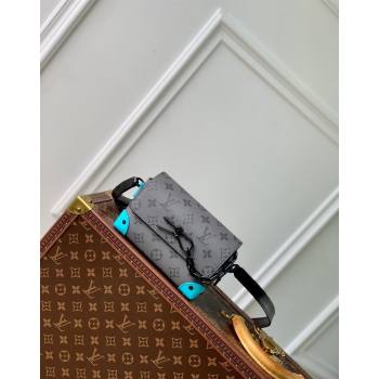 Louis Vuitton Steamer Wearable Wallet Mini bag in Monogram Eclipse Reverse Canvas M11496 Turquoise Blue/Grey 2024 (KI-240716081)