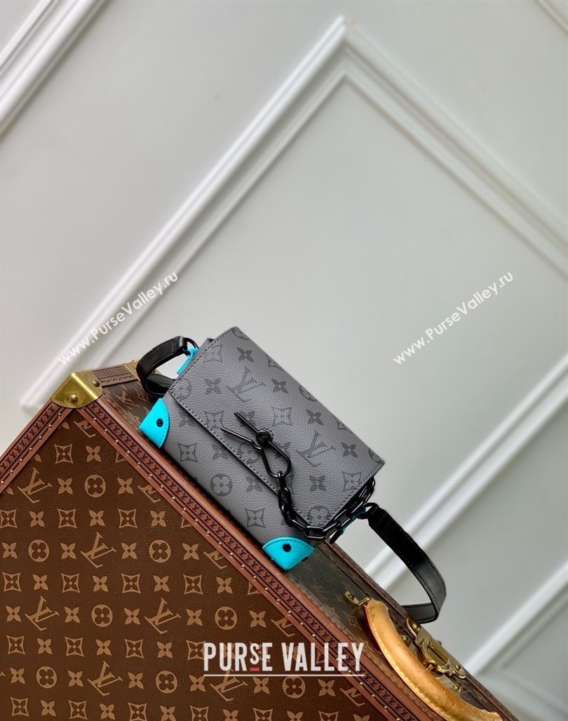 Louis Vuitton Steamer Wearable Wallet Mini bag in Monogram Eclipse Reverse Canvas M11496 Turquoise Blue/Grey 2024 (KI-240716081)