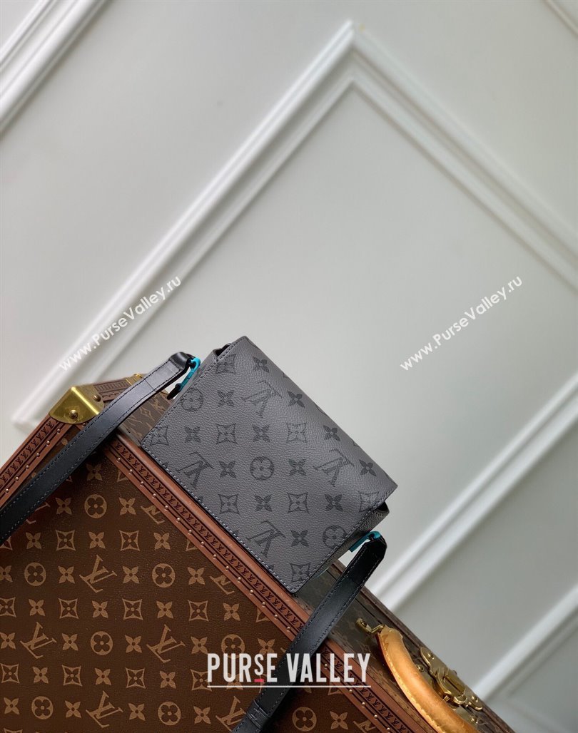 Louis Vuitton Steamer Wearable Wallet Mini bag in Monogram Eclipse Reverse Canvas M11496 Turquoise Blue/Grey 2024 (KI-240716081)