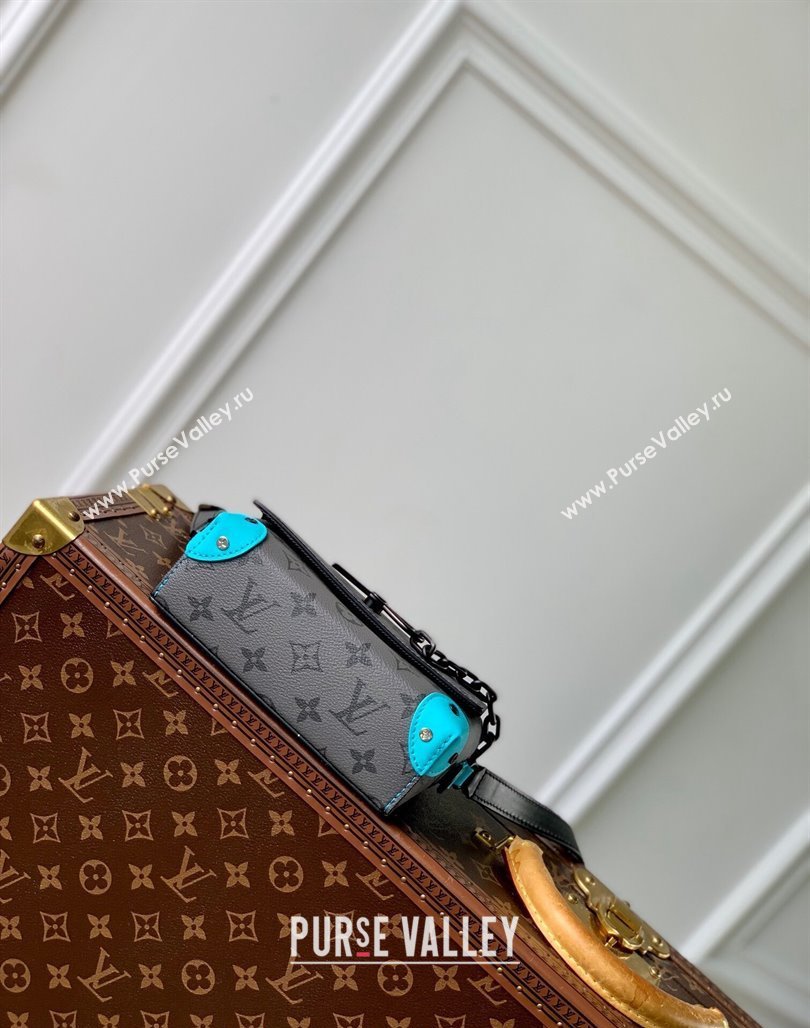 Louis Vuitton Steamer Wearable Wallet Mini bag in Monogram Eclipse Reverse Canvas M11496 Turquoise Blue/Grey 2024 (KI-240716081)