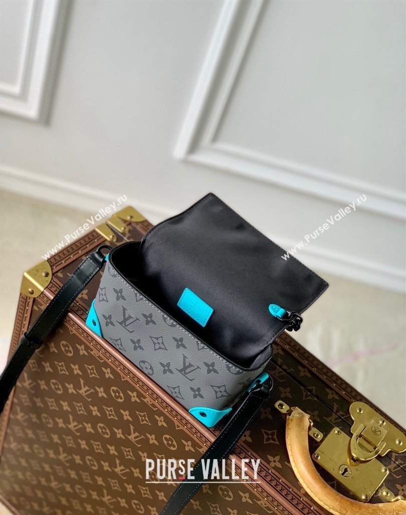 Louis Vuitton Steamer Wearable Wallet Mini bag in Monogram Eclipse Reverse Canvas M11496 Turquoise Blue/Grey 2024 (KI-240716081)