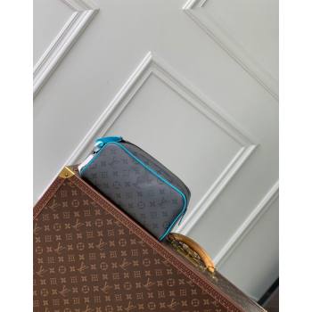 Louis Vuitton Dopp Kit Clutch in Monogram Eclipse Reverse Canvas M11482 Turquoise Blue/Grey 2024 (KI-240716076)