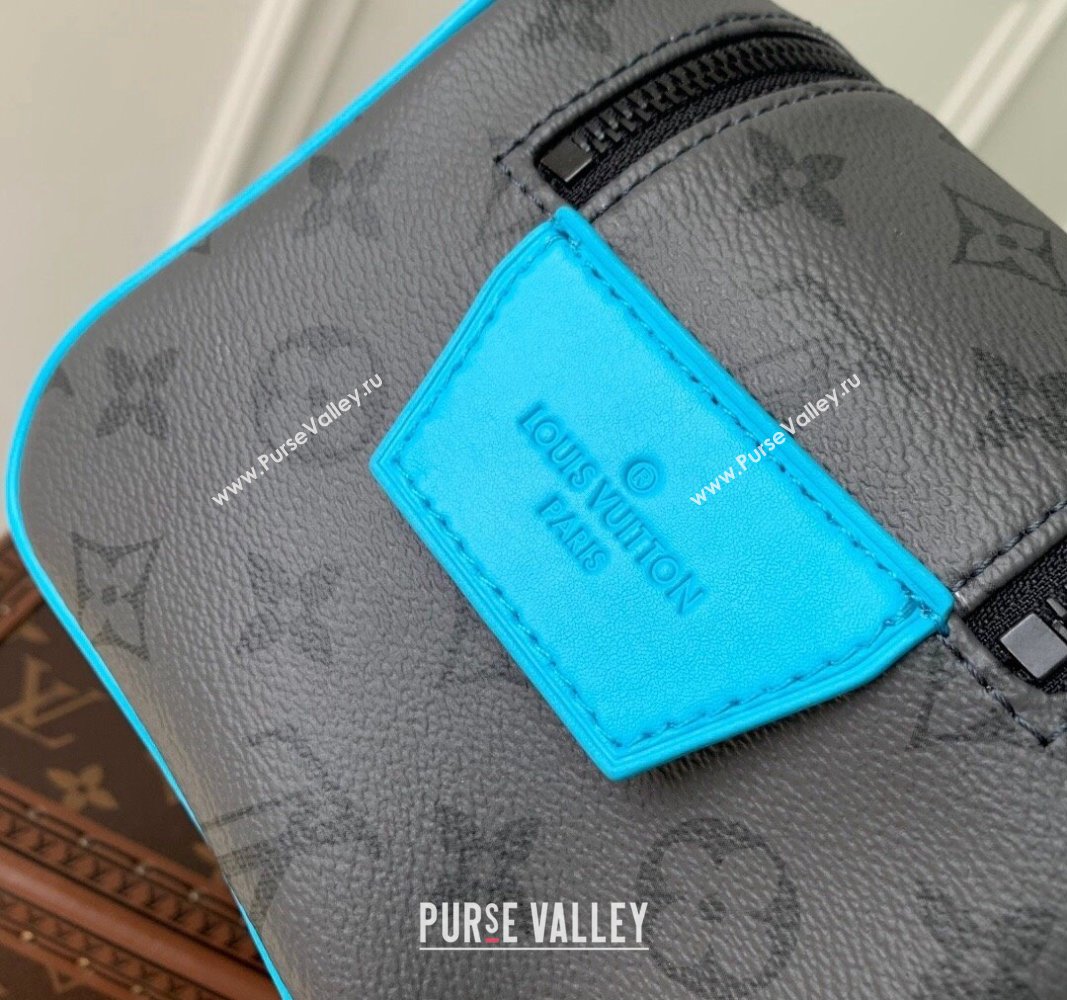 Louis Vuitton Dopp Kit Clutch in Monogram Eclipse Reverse Canvas M11482 Turquoise Blue/Grey 2024 (KI-240716076)