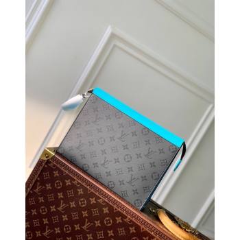 Louis Vuitton Pochette Voyage MM Pouch in Monogram Eclipse Reverse Canvas M11466 Turquoise Blue/Grey 2024 (KI-240716077)