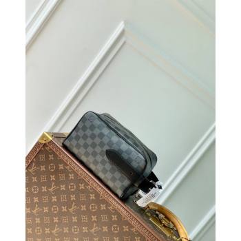 Louis Vuitton Locker Dopp Kit Bag in Black Damier Graphite Canvas 2024 N83113 (KI-240716060)