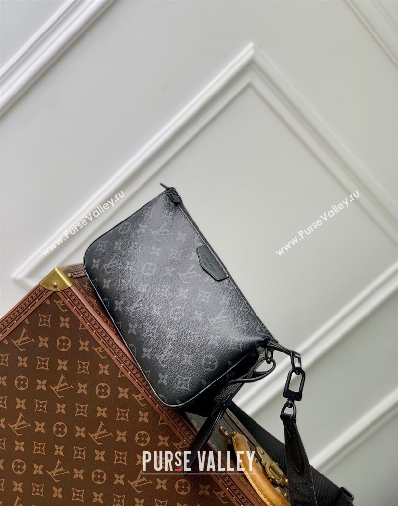 Louis Vuitton Mens Pochette Accessoire XL Bag in Black Monogram Eclipse Canvas 2024 M11741 (KI-240716088)