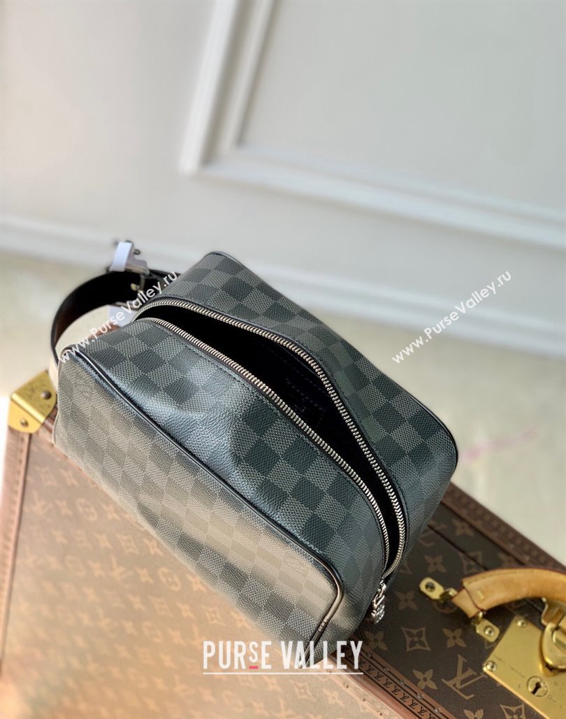 Louis Vuitton Locker Dopp Kit Bag in Black Damier Graphite Canvas 2024 N83113 (KI-240716060)