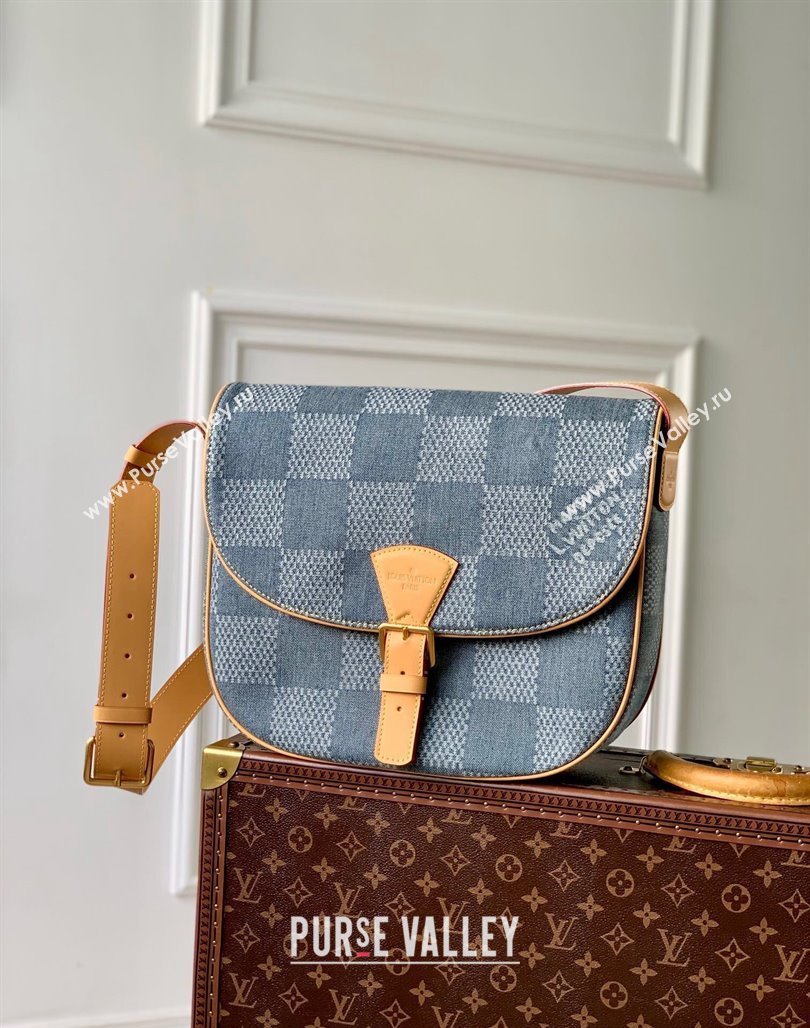 Louis Vuitton Mens Montsouris Messenger MM bag in Blue Damier Denim 3D Canvas N40743 2024 (KI-240716095)