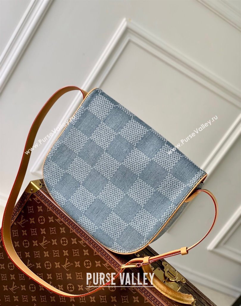 Louis Vuitton Mens Montsouris Messenger MM bag in Blue Damier Denim 3D Canvas N40743 2024 (KI-240716095)