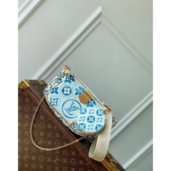 Louis Vuitton Multi Pochette Accessoires Shoulder Bag in Monogram Tiles Canvas M25374 Lagoon Blue 2024 (KI-240716096)