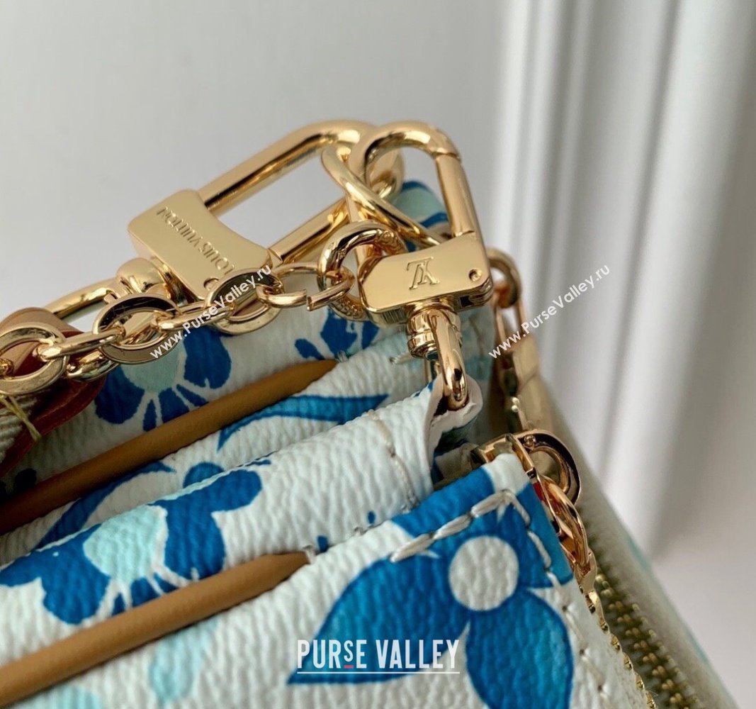 Louis Vuitton Multi Pochette Accessoires Shoulder Bag in Monogram Tiles Canvas M25374 Lagoon Blue 2024 (KI-240716096)