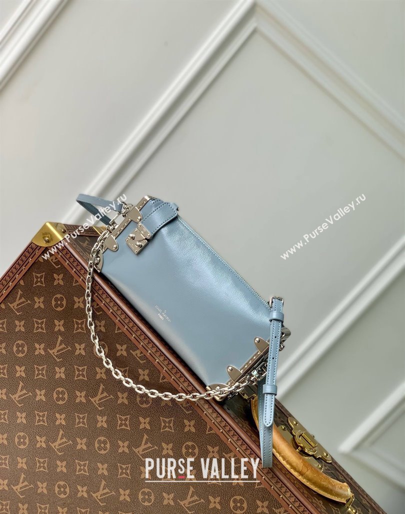 Louis Vuitton Slim Trunk Hobo bag in Calf Leather M25445 Light Blue 2024 (KI-240717002)