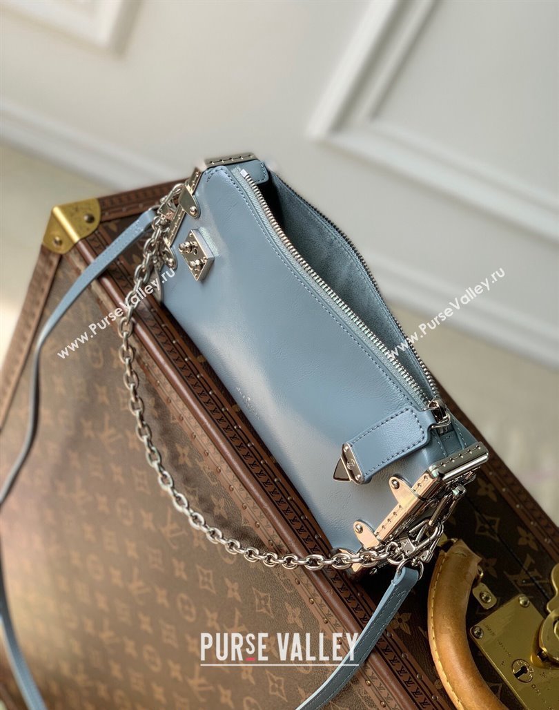 Louis Vuitton Slim Trunk Hobo bag in Calf Leather M25445 Light Blue 2024 (KI-240717002)