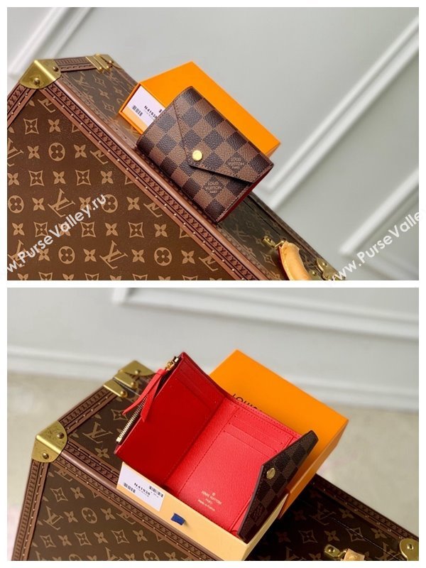 Louis Vuitton Victorine Wallet in Damier Ebene Canvas/Red N41659 2024 (KI-240717034)