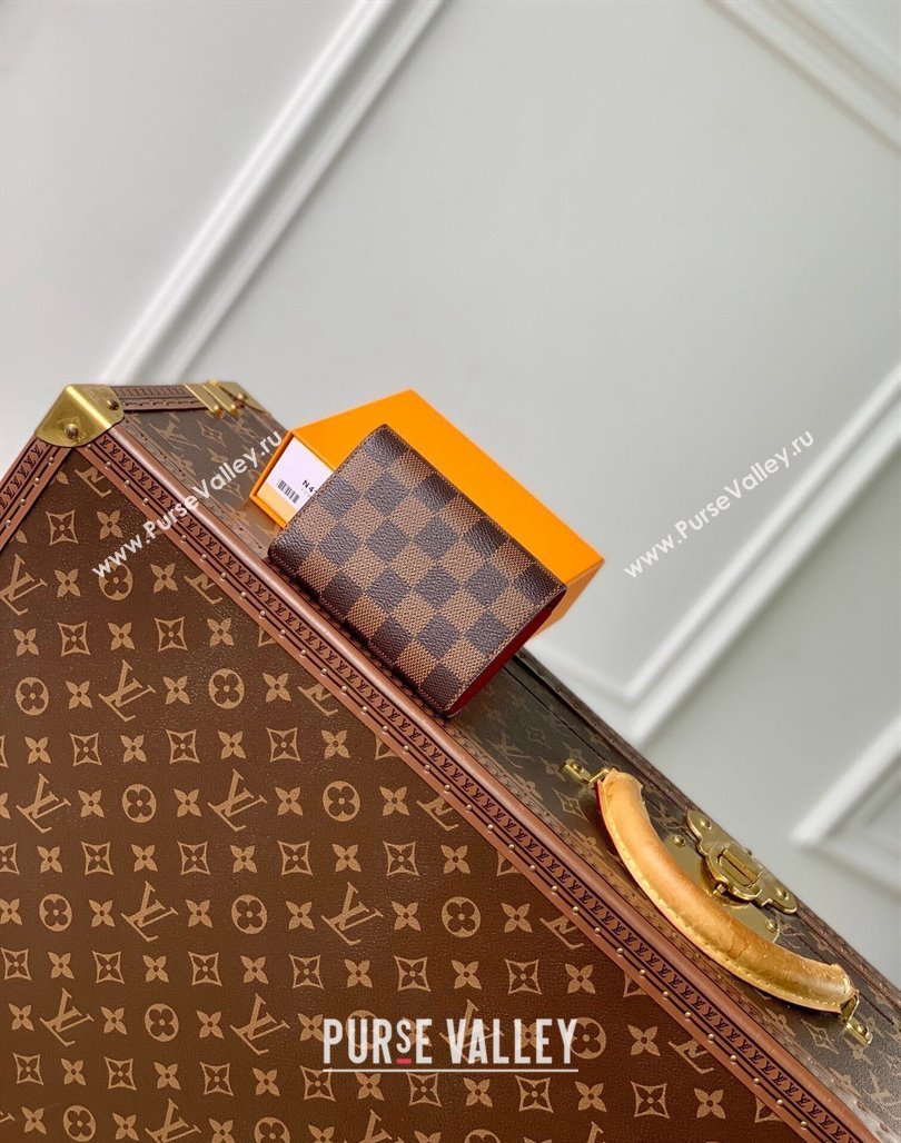 Louis Vuitton Victorine Wallet in Damier Ebene Canvas/Red N41659 2024 (KI-240717034)