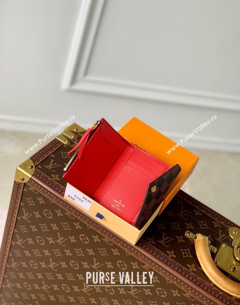 Louis Vuitton Victorine Wallet in Damier Ebene Canvas/Red N41659 2024 (KI-240717034)