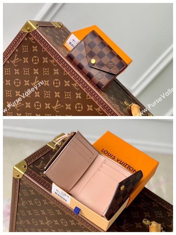 Louis Vuitton Victorine Wallet in Damier Ebene Canvas/Light Pink N61700 2024 (KI-240717035)