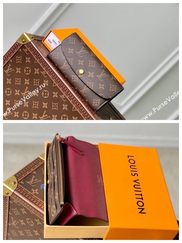 Louis Vuitton Emilie Wallet in Monogram Canvas/Burgundy M60697 2024 (KI-240717039)