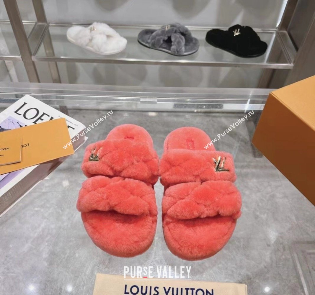 Louis Vuitton LV Sunset Platform Comfort Slides Sandal 3.5cm in Wool Pink 2024 0724001 (MD-240724070)