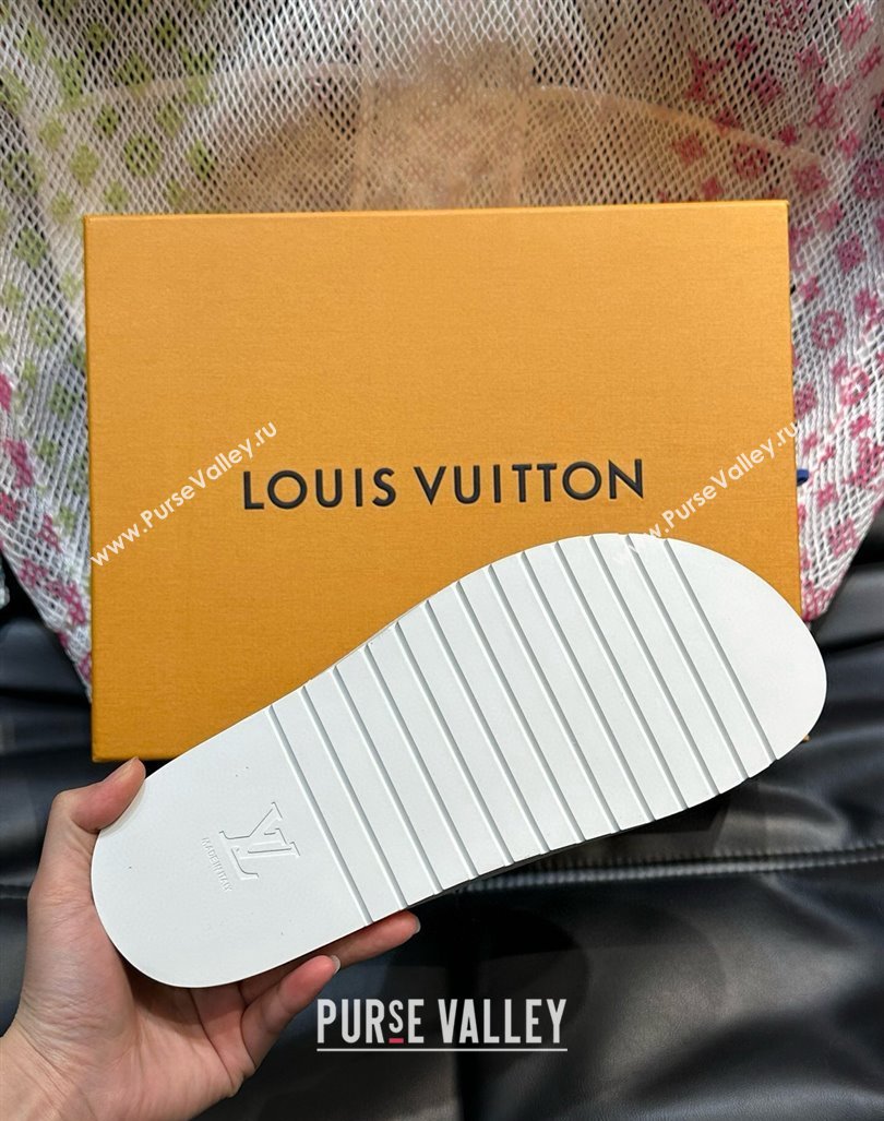 Louis Vuitton Mens Monogram Canvas Slides Sandal with Strap White 2024 0724003 (MD-240724086)