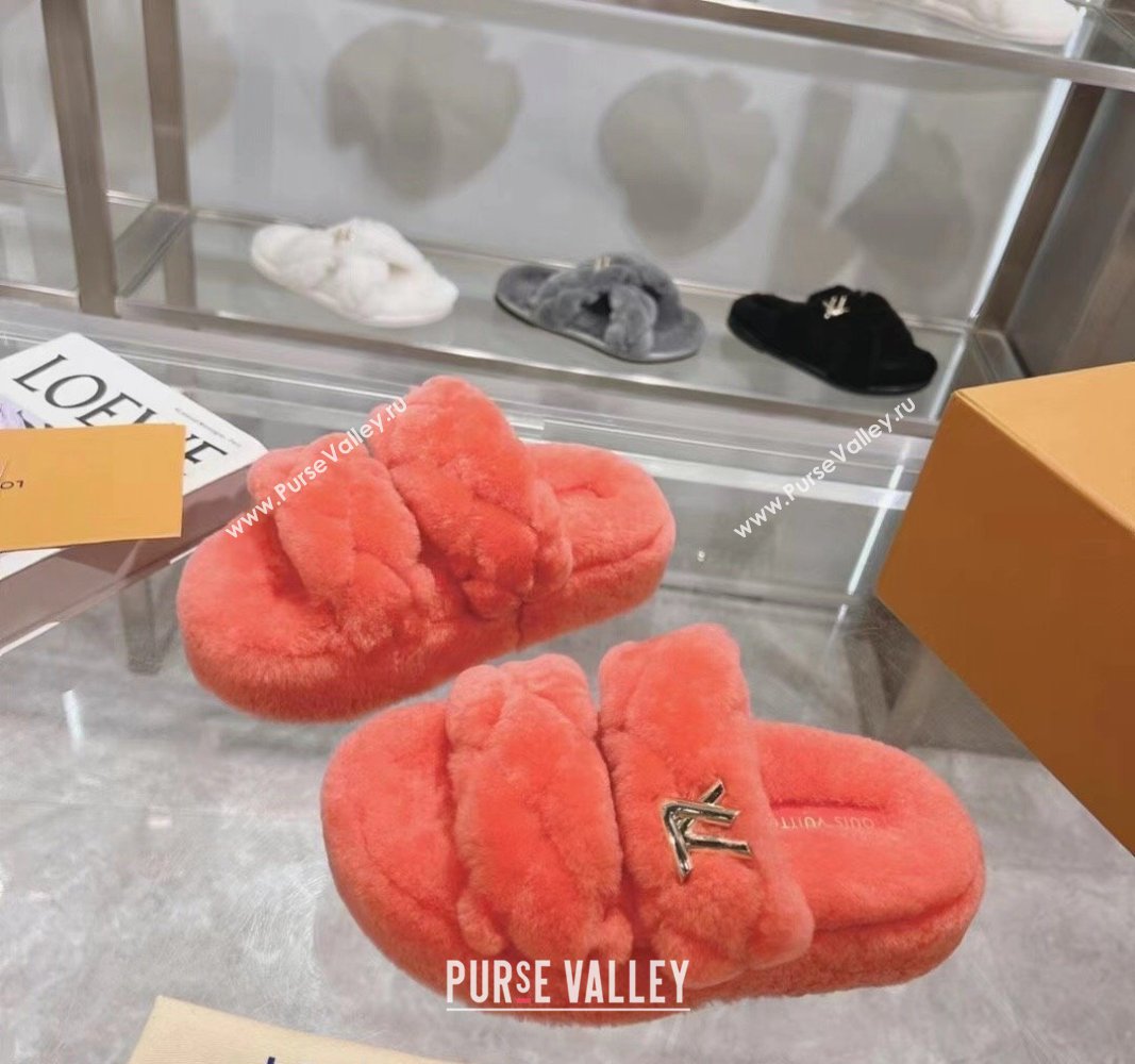 Louis Vuitton LV Sunset Platform Comfort Slides Sandal 3.5cm in Wool Pink 2024 0724001 (MD-240724070)