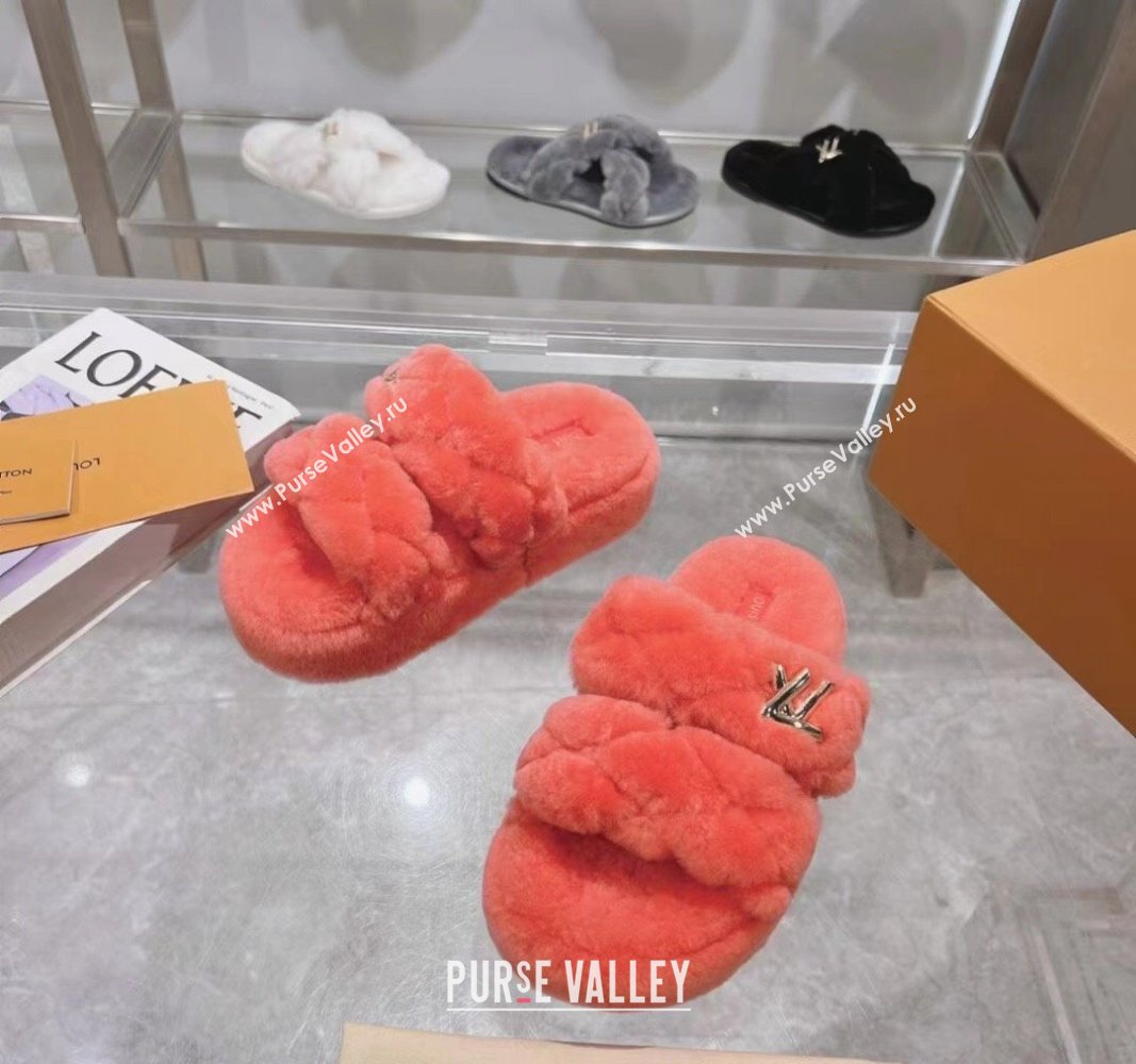 Louis Vuitton LV Sunset Platform Comfort Slides Sandal 3.5cm in Wool Pink 2024 0724001 (MD-240724070)