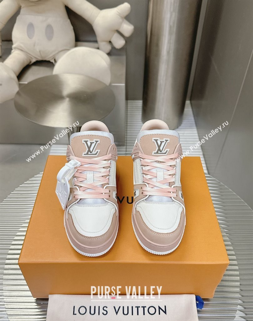 Louis Vuitton LV Trainer Sneakers in Grained Leather Nude 2024 0724 (MD-240724094)