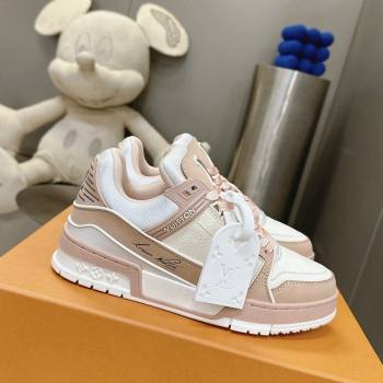 Louis Vuitton LV Trainer Sneakers in Grained Leather Nude 2024 0724 (MD-240724094)