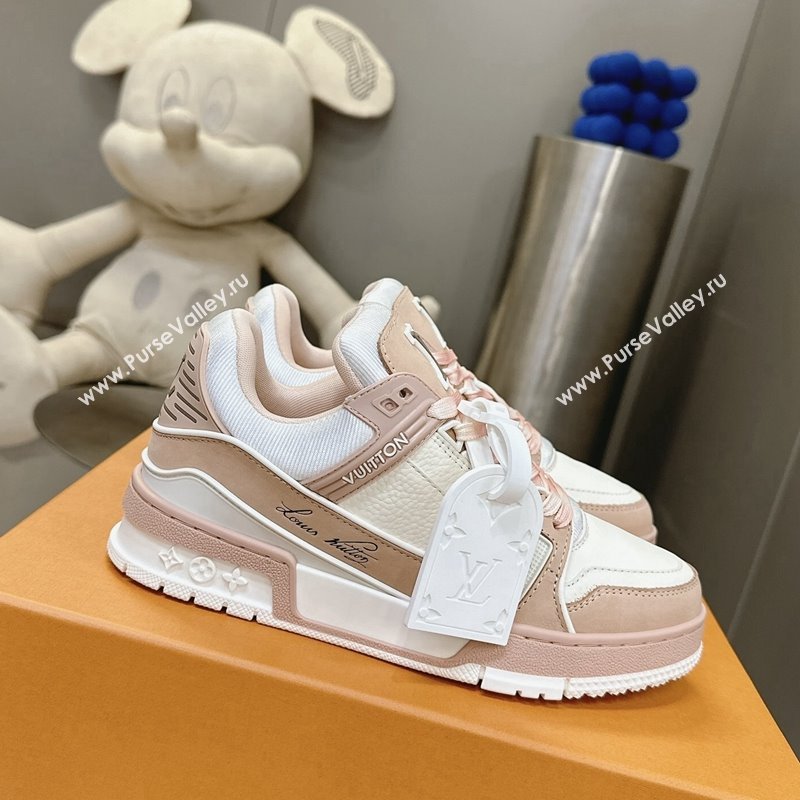 Louis Vuitton LV Trainer Sneakers in Grained Leather Nude 2024 0724 (MD-240724094)