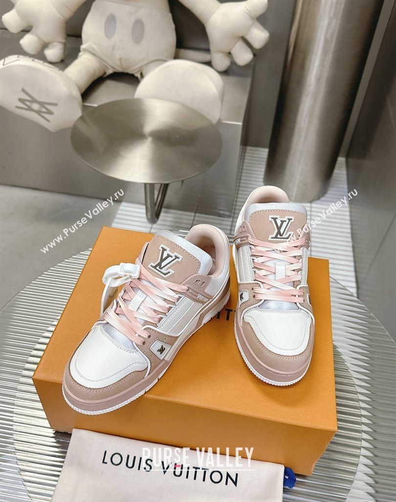 Louis Vuitton LV Trainer Sneakers in Grained Leather Nude 2024 0724 (MD-240724094)