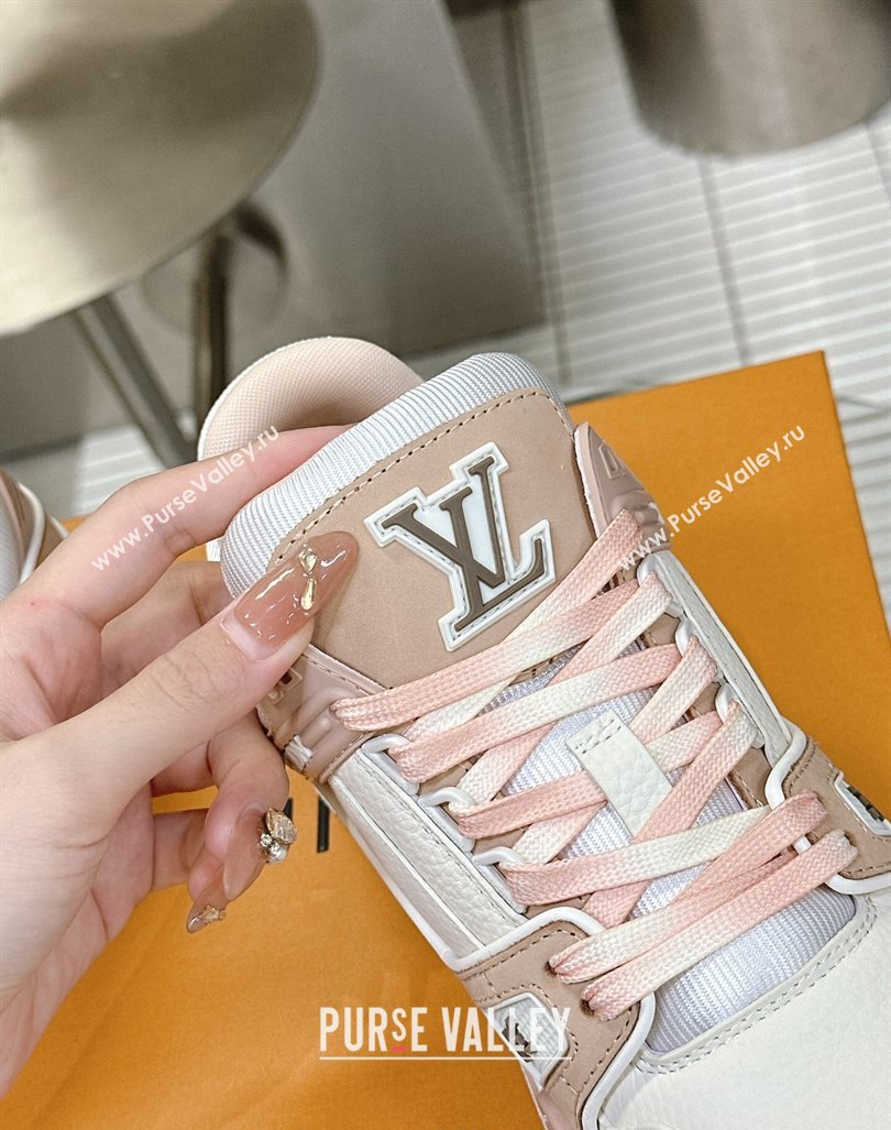 Louis Vuitton LV Trainer Sneakers in Grained Leather Nude 2024 0724 (MD-240724094)