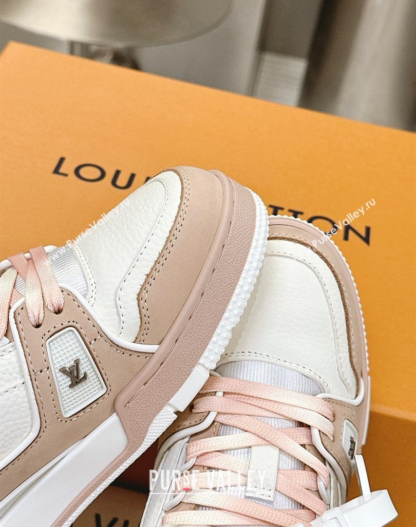 Louis Vuitton LV Trainer Sneakers in Grained Leather Nude 2024 0724 (MD-240724094)