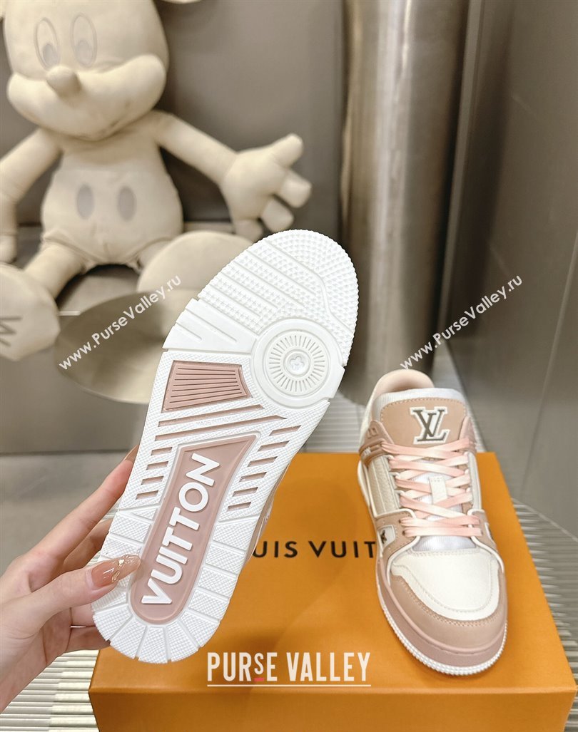 Louis Vuitton LV Trainer Sneakers in Grained Leather Nude 2024 0724 (MD-240724094)