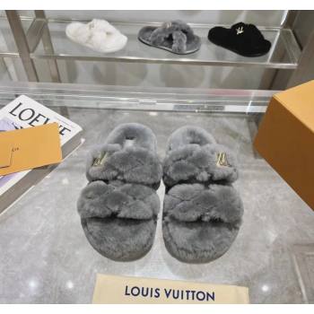 Louis Vuitton LV Sunset Platform Comfort Slides Sandal 3.5cm in Wool Dark Grey 2024 0724001 (MD-240724071)