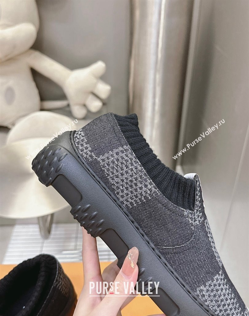 Louis Vuitton Mens LV Space Lander Slip On Sneakers in Damier Denim Black 2024 (MD-240724100)