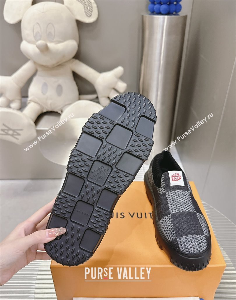 Louis Vuitton Mens LV Space Lander Slip On Sneakers in Damier Denim Black 2024 (MD-240724100)