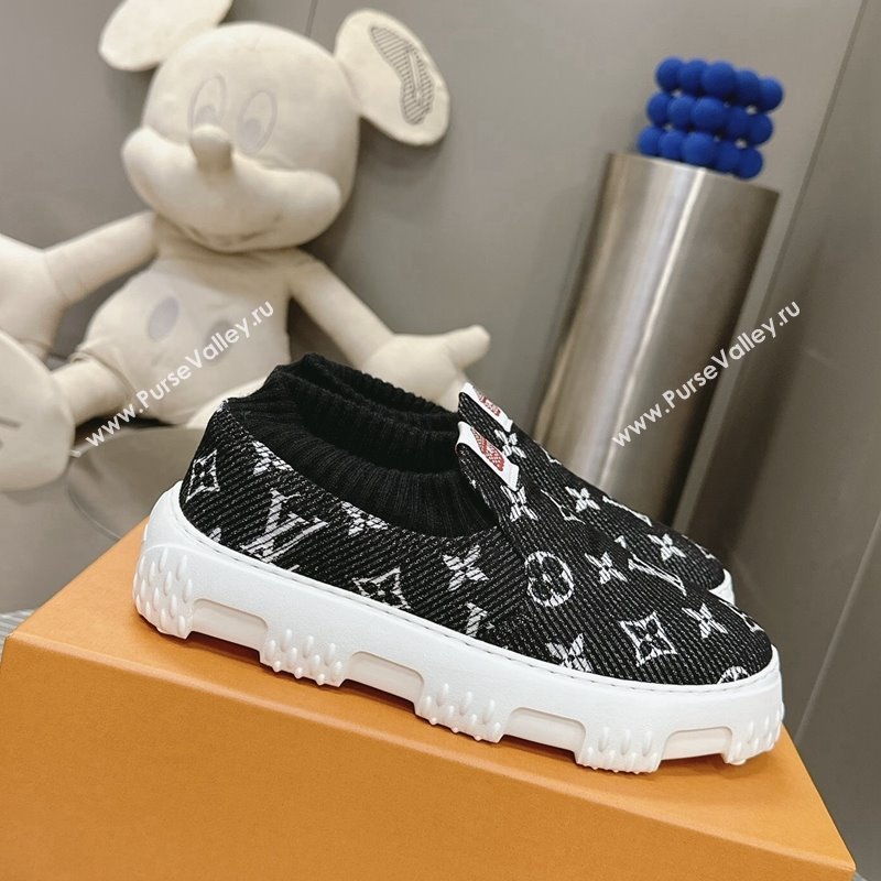 Louis Vuitton Mens LV Space Lander Slip On Sneakers in Monogram Denim Black 2024 (MD-240724102)