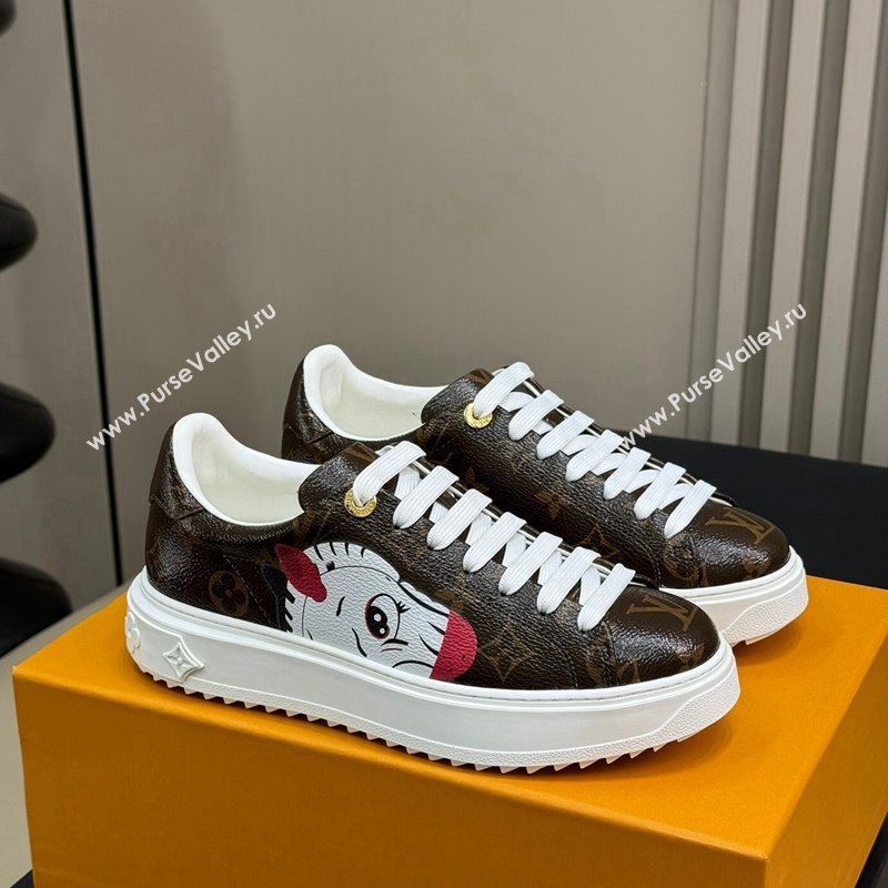 Louis Vuitton Time Out Sneakers in Patent Monogram Canvas with zebra and Dog Print 2024 (MD-240724098)