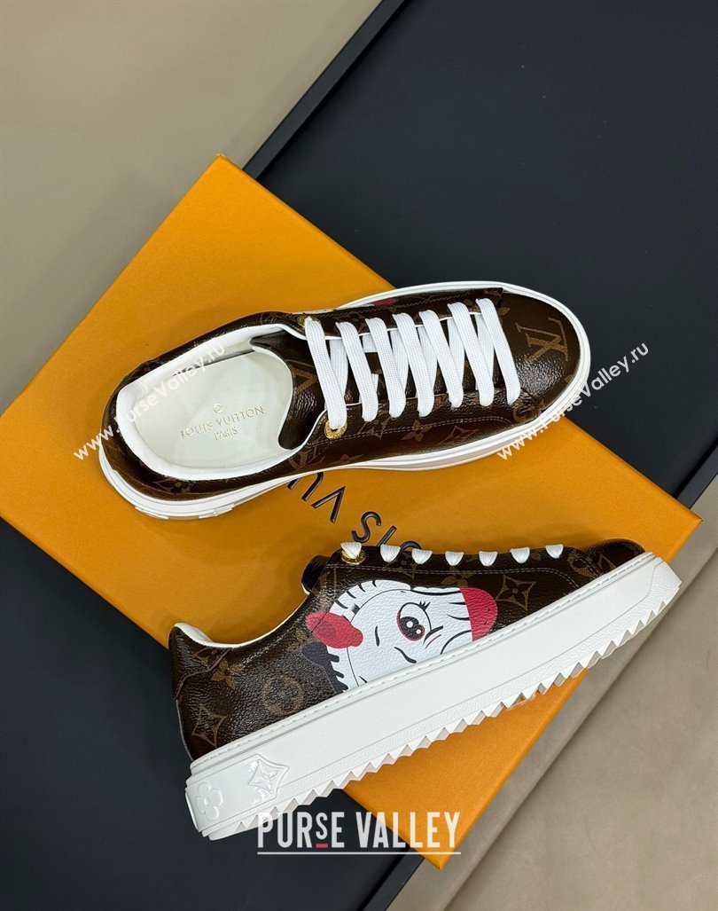 Louis Vuitton Time Out Sneakers in Patent Monogram Canvas with zebra and Dog Print 2024 (MD-240724098)