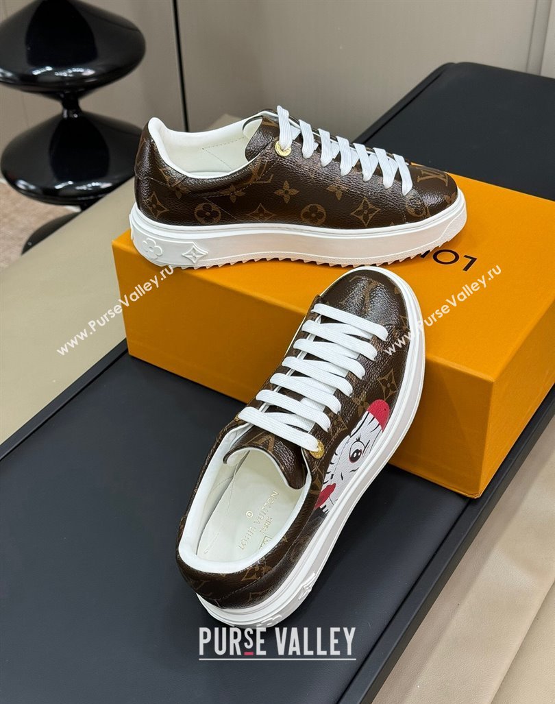 Louis Vuitton Time Out Sneakers in Patent Monogram Canvas with zebra and Dog Print 2024 (MD-240724098)