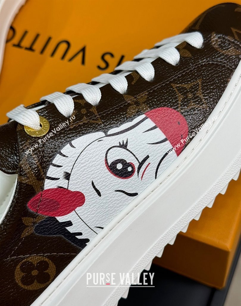 Louis Vuitton Time Out Sneakers in Patent Monogram Canvas with zebra and Dog Print 2024 (MD-240724098)