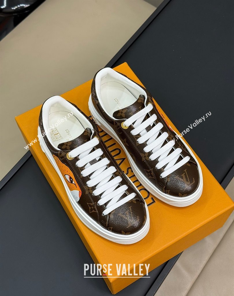 Louis Vuitton Time Out Sneakers in Patent Monogram Canvas with leopard print 2024 (MD-240724099)