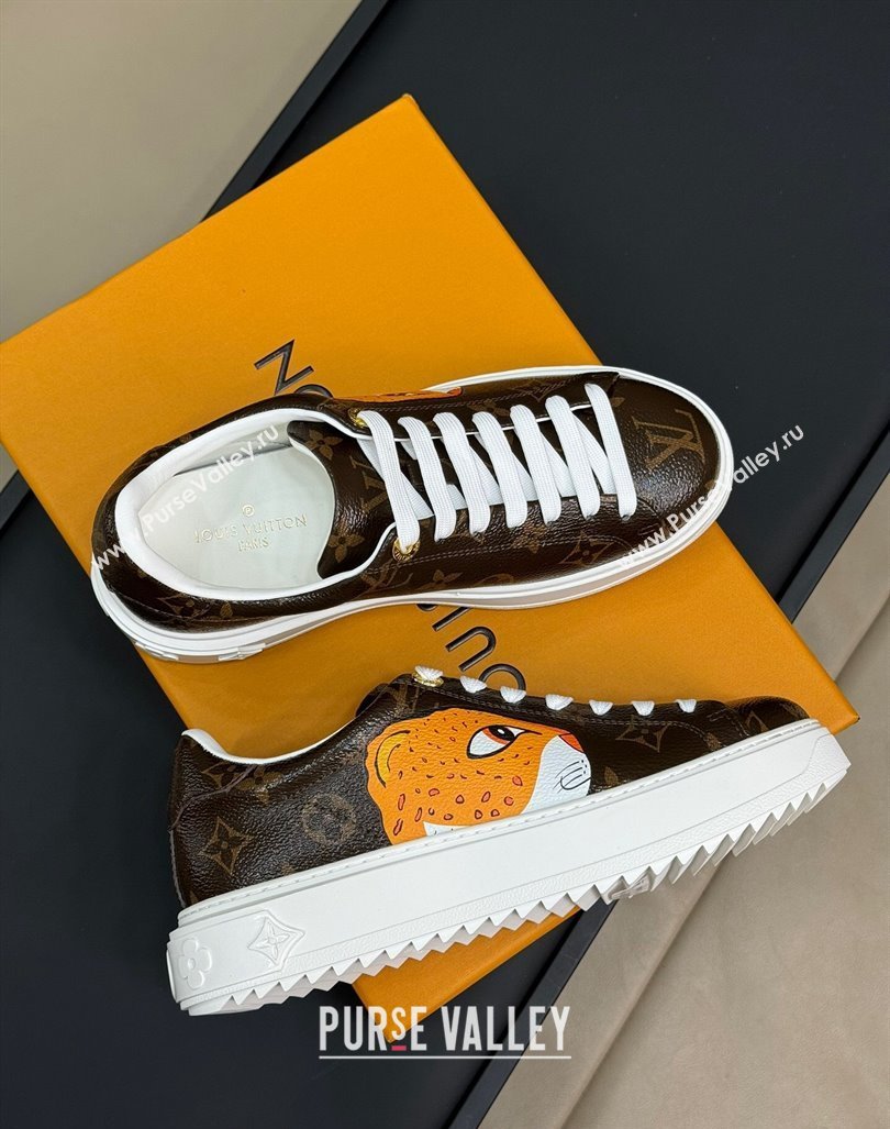 Louis Vuitton Time Out Sneakers in Patent Monogram Canvas with leopard print 2024 (MD-240724099)