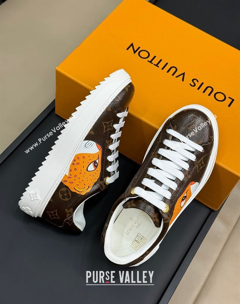 Louis Vuitton Time Out Sneakers in Patent Monogram Canvas with leopard print 2024 (MD-240724099)