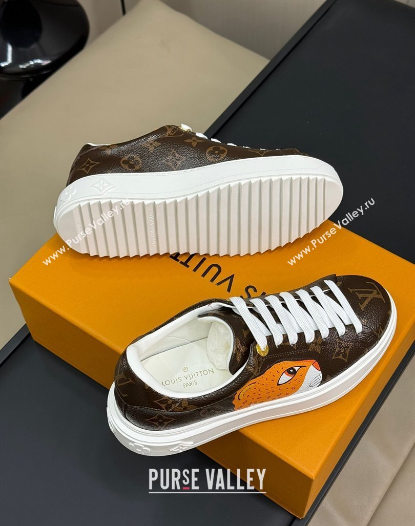 Louis Vuitton Time Out Sneakers in Patent Monogram Canvas with leopard print 2024 (MD-240724099)