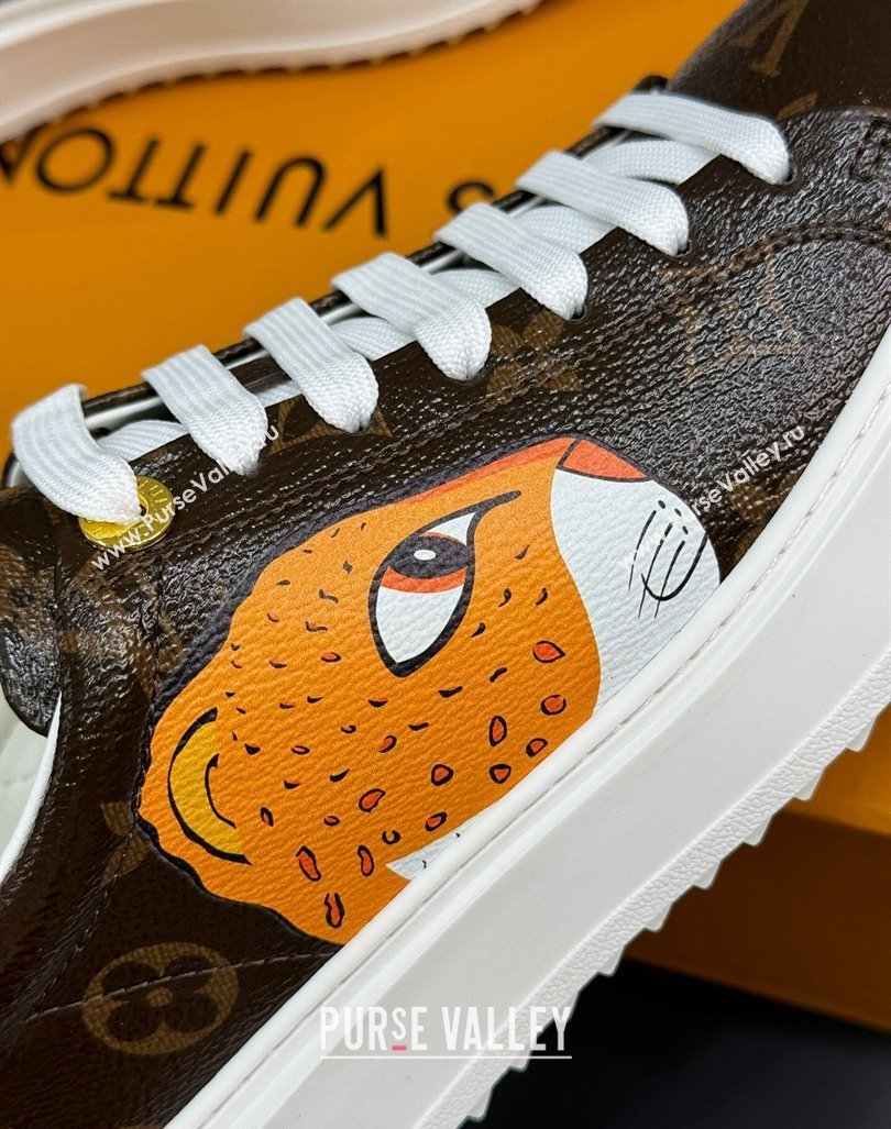 Louis Vuitton Time Out Sneakers in Patent Monogram Canvas with leopard print 2024 (MD-240724099)