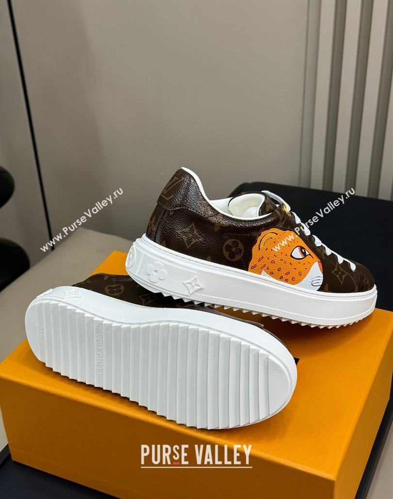 Louis Vuitton Time Out Sneakers in Patent Monogram Canvas with leopard print 2024 (MD-240724099)